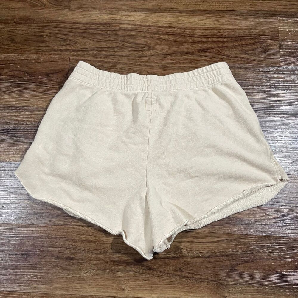Aerie High Rise Lounge Sweat Shorts Cut Off Pockets Women's Size XL Tan Beige - Picture 7 of 8